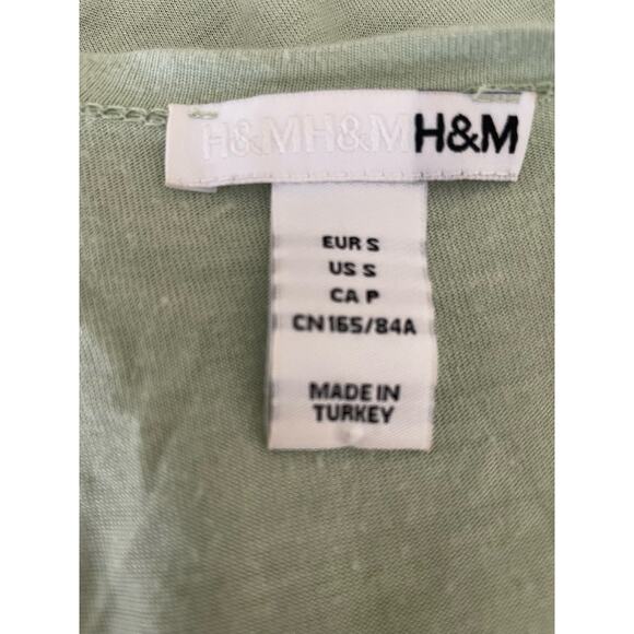H&M Top Women Small Green Decorative Neckline SleevelessTunic Pullover Side Slit - Picture 2 of 11